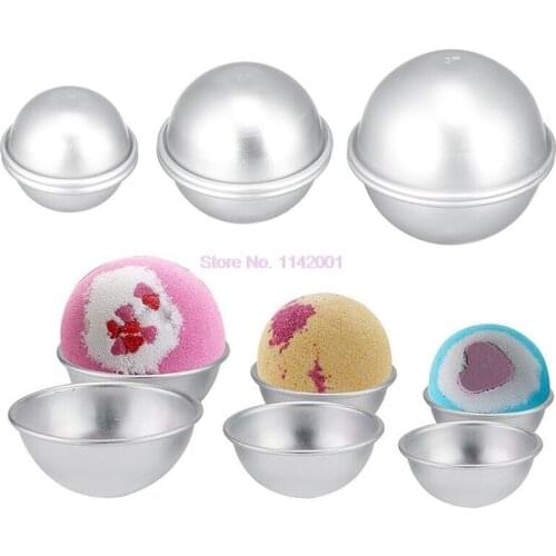 100pack 10pcs half ball/pack Bath Bombs Metal Aluminum Alloy Bath Bomb Mold 3D Ball Sphere Shape DIY Bathing Tool