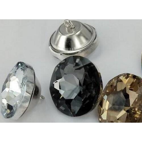 200pcs 5size 3color Rhinestone Stone Flower pull clasp Crystal Soft package button sofa setting Glass gem Flower pull buttons