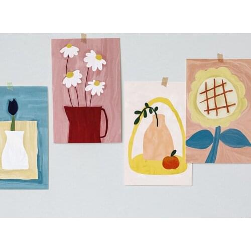 30pcs Modern Art Works Postcard Watercolour Painting Of Vegetables Flower Gift Cards INS Style Photo Wall Decoration Paper Craft