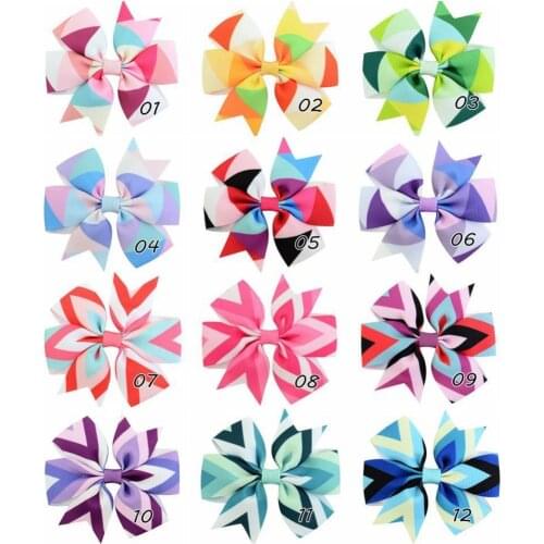 60 pcs/lot, Pinwheel Ribbon Bow Hair Clips , Girls grosgrain ribbon hair bows on Alligator Clips