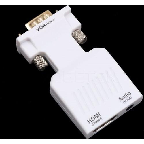 Kebidu Black White Converter Adapter Support 1080P Signal Output With USB Power Cable 3.5mm Audio Cable VGA to HDMI-compatible