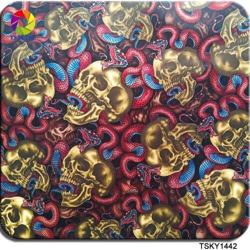 Free shipping TSAUTOP 0.5m width water transfer printing video liquid skull design hydrographic film WDF1442