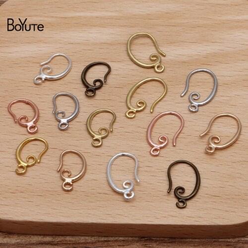 BoYuTe (50 Pieces/Lot) 16*9MM 19*11MM Metal Brass Ear Hook Earring Accessories Diy Handmade Jewelry Materials Wholesale