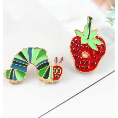Cartoon Strawberry Insect Cowboy Badge Bags Collar Alloy Brooch Enamel Badge Collar Lapel Brooch Pin Clothes Jewelry