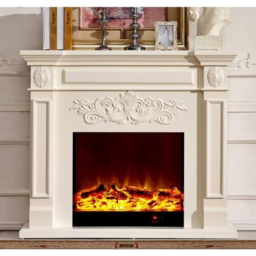 Wood fireplace mantel W130cm with electric fireplace insert warm air blower room heater artificial LED optical flame decoration