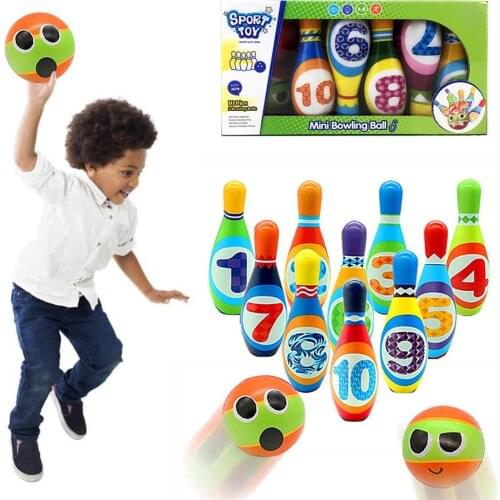 Childrens Bowling Set Toys PU Small Bowling Indoor Games Young Childrens Physical Education Interactive Leisure Toys
