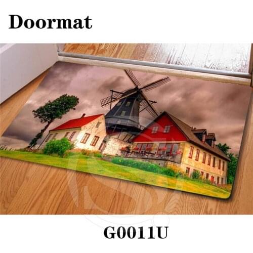 Home Decoration Custom Doormats Netherlands windmill Printing Vintage Carpets Slip-resistant Living Room Floor Mats SQ0702