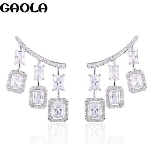 GAOLA 2017 Square Shape Cubic Zirconia Stud Earrings for Women Girls Christmas Gift GLE7267Y