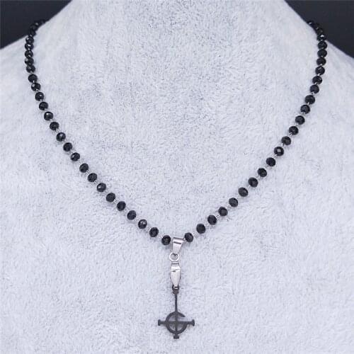 Ghost BC nameless Crystal Bead Stainless Steel Necklace Ghoul band Pope emeritus symbol Mask grucifix Poster Jewelry N21411S02