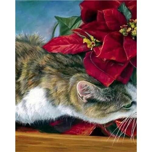 Love.Thanks Animal Diamond Painting Kit Cat Diamond Art Mosaic Needlework Diamond Embroidery Painting