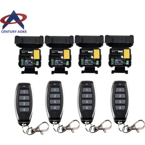 AC 220 V 1 CH RF mini Wireless Remote Control 4 piece Receiver & 4 piece Transmitter Lamp Light LED Bulb Power