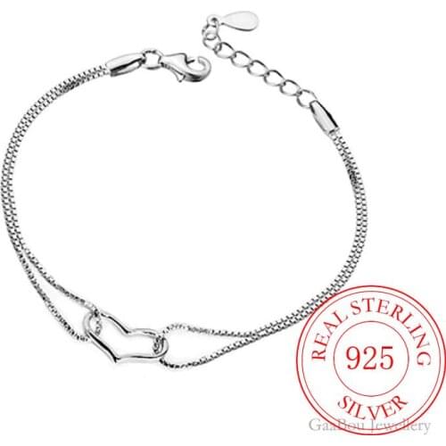 Fashion 925 Sterling Silver Woman Cuff Bracelet Love Infinity Chain Bangle Retro Party Bridesmaid Jewelry Charm Girl Gifts