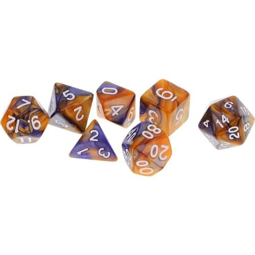 7 Pcs Polyhedral Dice Set D20 D12 D10 D8 D6 D4 for DND RPG Board Game Party Fun Blue Yellow