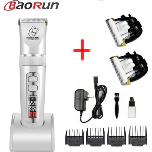 BaoRun Professional Dog trimmer Pet Grooming LCD Screen Dog Clipper hair cutter machine Rechargeable