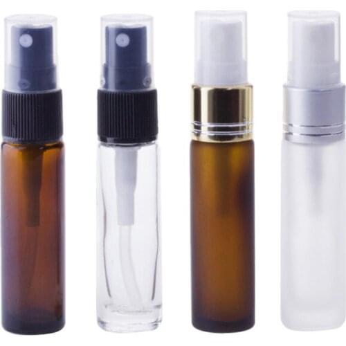 12 x 10ML Portable Small Perfume Bottle Glass Frosted Clear Amber Empty Cosmetic Spray Bottle Sample Test Tube Thick Glass Vials