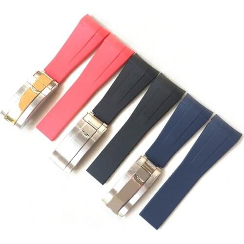 22mm Black Blue Red Curved End Soft Silicone Rubber Watchband For RX D-Blue 126660 Sea-Dweller Bracelet Dweller Watch Strap