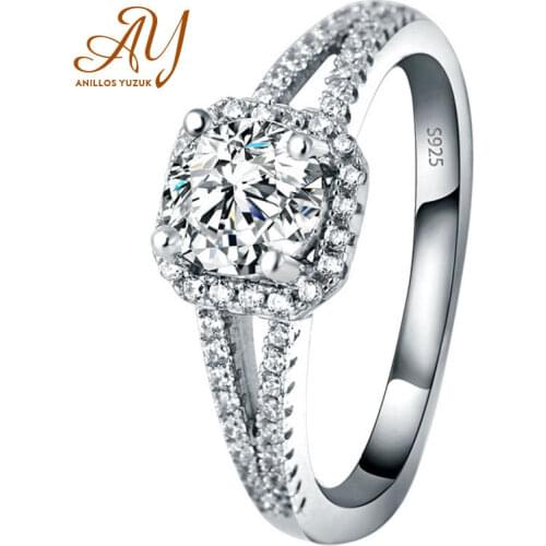 Luxury Brand Fashion 925 Sterling Silver Bridal Set Ring for Women with Paved Zircon Crystal Wedding Fine Jewelry