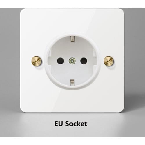 White Stainless Steel Panel European Switch Socket And USB Socket French Socket And Switch