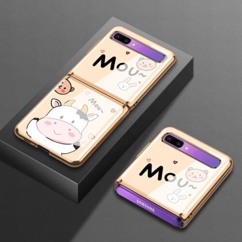 For Samsung zflip glass mobile phone case f700n protective case 5g cute cartoon f7070 electroplating f7000 folding female