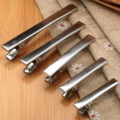 50PCS New Arrival Silver Flat Metal Single Prong Alligator Hair Clips Crocodile Barrette Bows Hairpins 40mm/46mm/56mm/66mm/76mm