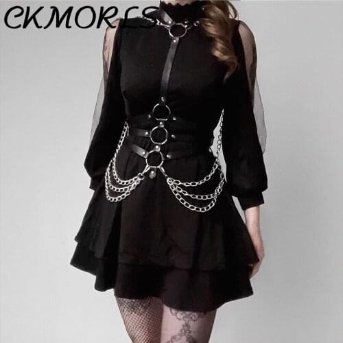 CKMORLS Women Bdsm Bondage Goth Belt With Leather Chain Seks Adult Erotic Female Bra Waist Leather Harness Sexy Lingerie