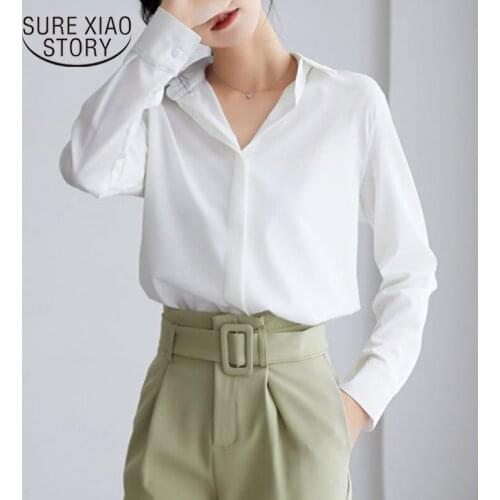 2021 Spring Tops Blusas Mujer New Korean Chiffon Shirt Women Long Sleeve OL Casual Loose Solid Cardigan Blouse Women 8897 50