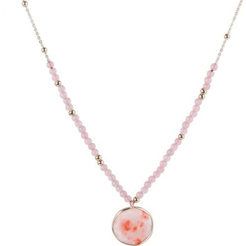 2019 new fashion three colors beads chain multi round natural stone necklace women