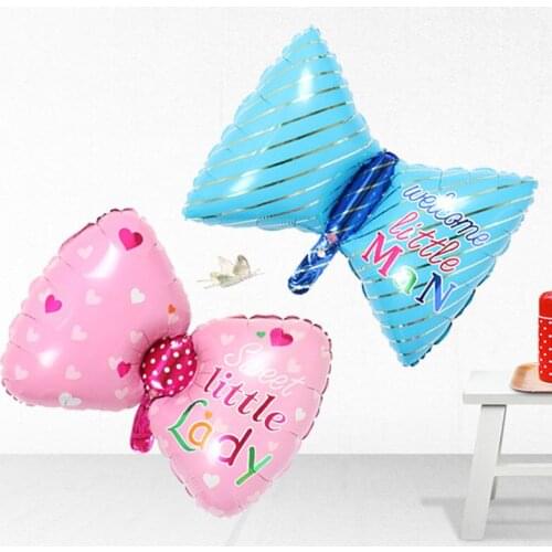 1pc Welcome Little Man Sweet Little Lady Bowknot Foil Balloon Aluminum Baloon Gender Reveal Baby Shower Birthday Party Decor