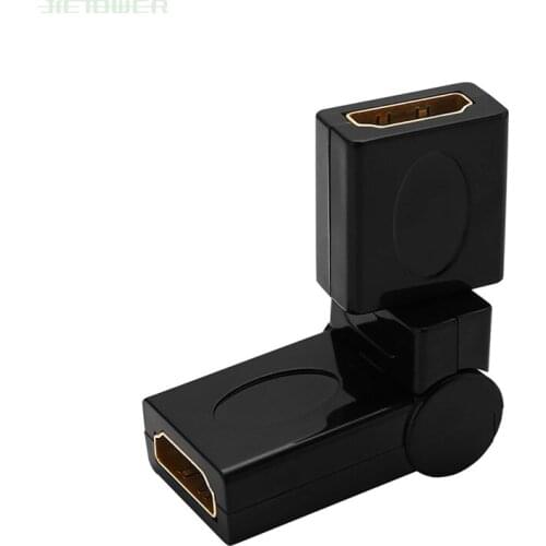 100PCS HDMI 1.4 Female To Female Cable Adapter Converter 360 Degree Rotatory Plug Angle Folding Connector for PS4 PS3 TV BOX