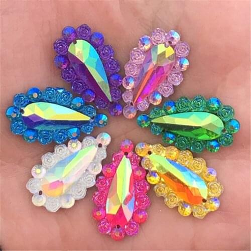 20PCS 15*27mm AB Drop Flatback Resin Teardrop Rhinestone Wedding decoration craft