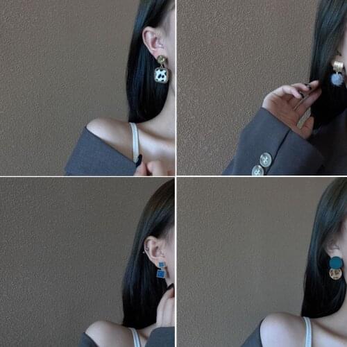 2021 New Fashion Dangle Drop Korean Earrings For Women Geometric Round Heart Gold Earrings Wedding Jewelry