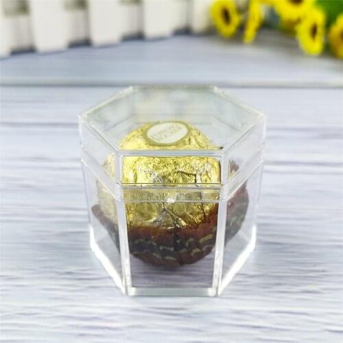 24pcs Geometric Hexagon Clear Plastic Box Mini Jewelry Storege Box Wedding Decoration Gifts Event & Party Supplies