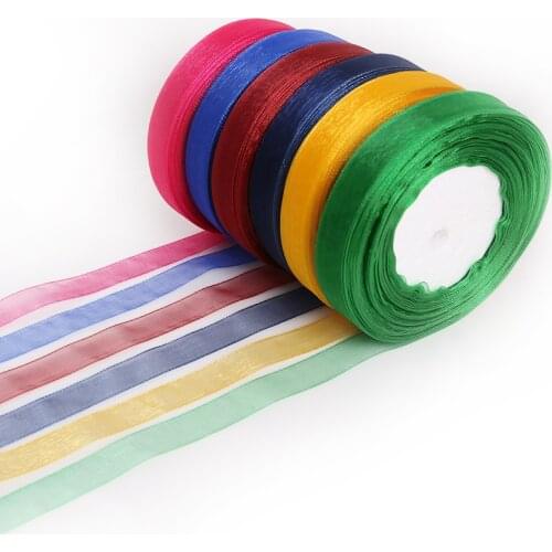 50 Yards/lot 15mm 15 Color to Choose Solid Color Organza Ribbon Wrapping Decoration Christmas Tree DIY Sewing