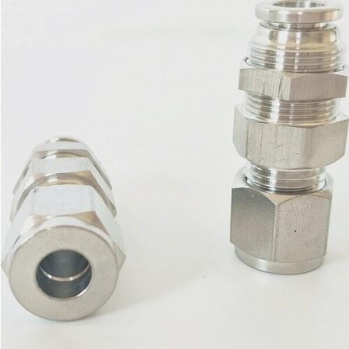 6mm 8mm 10mm 12mm 14mm 16mm Double Ferrule To Push In Fitting 304 Stainless Steel Air Pneumatic Bulckhead Quick Connector