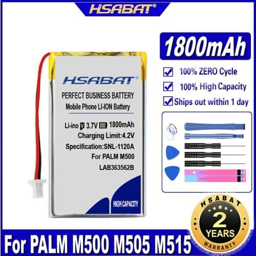 HSABAT M500 M505 M515 1800mAh Battery for Palm M500 M505 M515,IA1TB12B1 ICF383461 LAB363562B PA1371 S3261 UP383562A Batteries