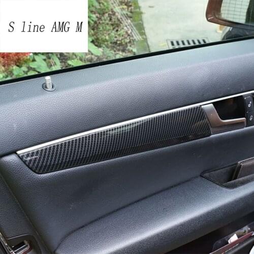 Car styling Carbon fiber Auto Handle panel Cover Trim Door Bowl Sticker Trim for Mercedes Benz C Class W204 Interior Accessories