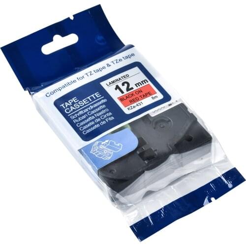 Cidy 50pcs compatible P-touch TZe tape TZe-431 tz431 TZE431 12mm x 8m black on red label tapes for brother label maker tz-431