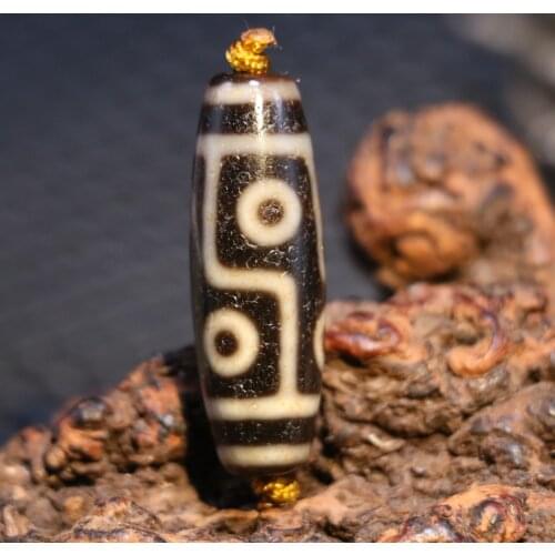 Energy Tibetan Old Oily Agate Patina 6 Eye Healthy Element Totem dZi Bead Amulet Timestown UPD22