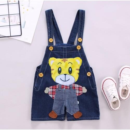 Hot sale 2020 new baby boy jean overalls fashion cartoon tiger baby boy clothes cowboy baby boy denim kids overalls