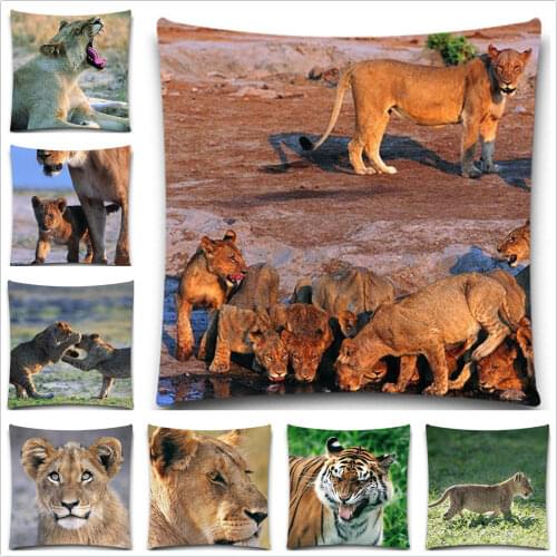5 size Cotton Polyester Cushion Cover throw pillows covers Animals Tiger Pillow case Decor Home Wholesale