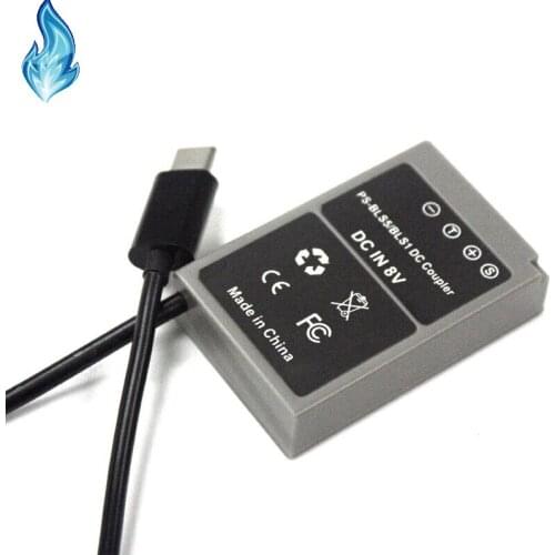 Type C Cable to PS-BLS5 Dummy Battery PS-BLS5 DC Coupler for PEN E-PL2 E-PL5 E-PM2 Stylus 1 1s OM-D E-M10 E-M10 Mark II III