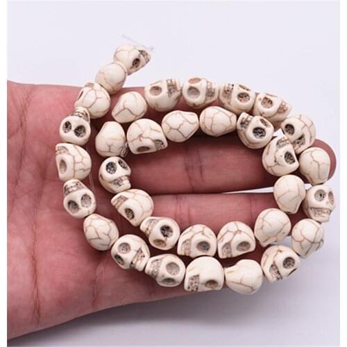 1string 13X12X10mm White Color Skull Head Stone Beads For Making DIY Necklace Bracelet Personality Jewelry