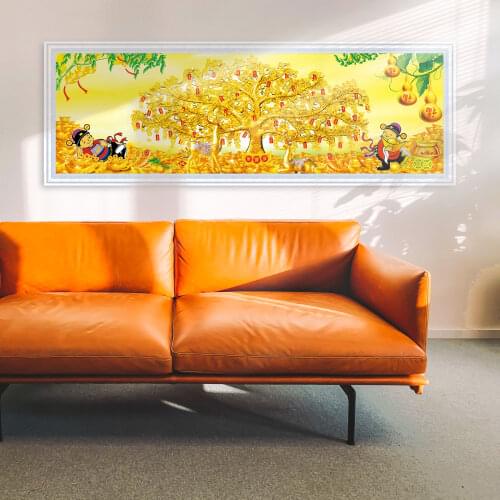 Full Square Round 5D Diamond Painting Cross Stitch Tree Diamond Embroidery China Cash Cow 5D Diamond Mosaic Home Decoration Gift