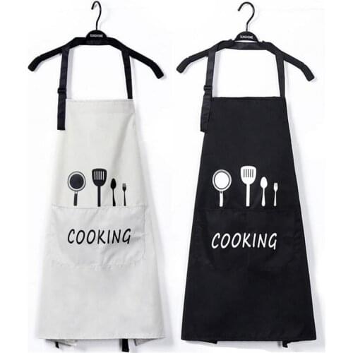 Kitchen Apron Adjustable Waterproof and Anti-oil Bib Aprons with Pocket for Women Men Chef Waiter Apron with Knife and Fork Pan