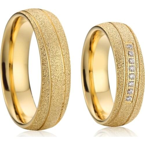His And Hers Wedding Ring Set For Couples 8mm Men Women Marriage Alliance Dubai Gold Emery Color Jewelry Big USA size 14 15