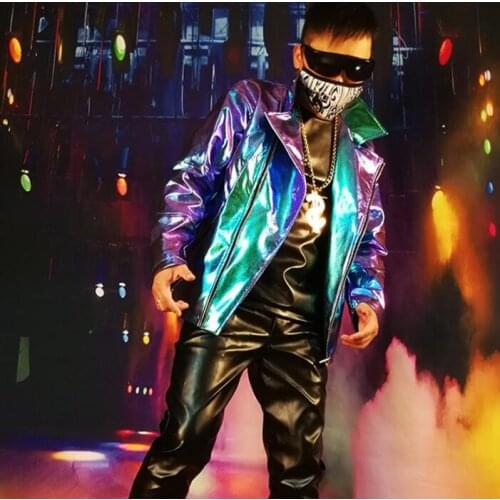 Motorcycle jacket men casual coats Cool technology loose clothes singer stage mens jackets casaco masculino dance b684