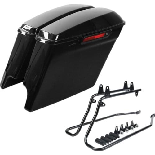 Motorcycle 5'' Hard Saddle Bags SaddleBags Conversion Brackets For Harley Softail 1986-2013