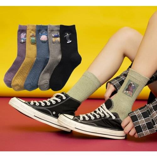 Korean style Harajuku 3D printed woman socks fun cartoon comic character girl socks street fashion hip hop skateboard girl socks