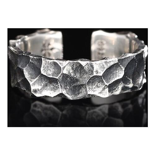 New Creative Geometric Irregular Hammer Pattern Opening Adjustable Ring Personality Retro Punk Style High-quality Mens Jewelry