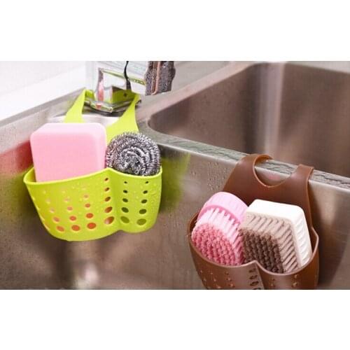 Kitchen Plastic Organizer Adjustable Buckle Sink Holder Wall Shelf Gadget Drain Hanging Storage Bag